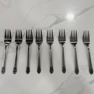 VINTAGE Rogers Co. Salad Forks Set 8 Stainless Korea Floral Replacement Flatware